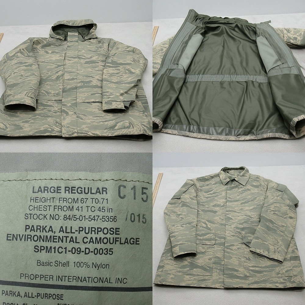 Propper Jacket Men Large Green Camo Gore Seal Hooded Parka All Purpose Military